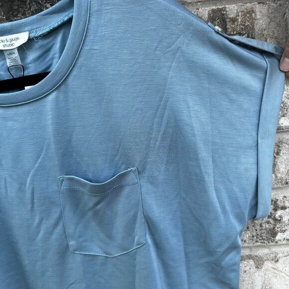Cable & Gauge Studio blue short sleeve pocket t-shirt #casual - Picture 3 of 7
